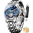 OLEVS Watch for Men Analog Quartz Stainless Steel Moon Phase Calendar ...