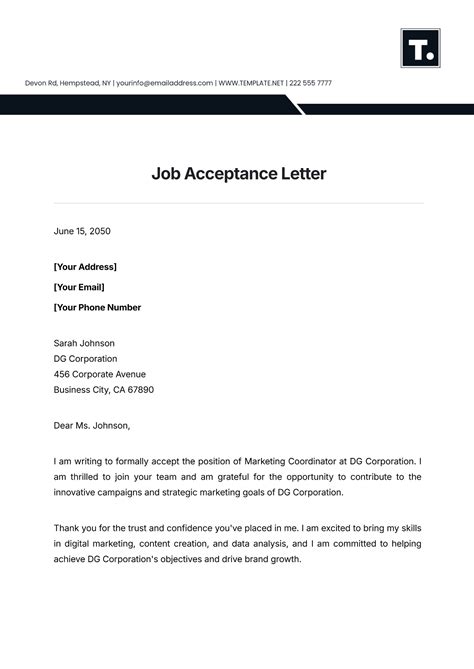 Job Acceptance Letter