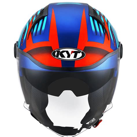 KYT D City Lucent Blue Orange Gloss Open Face Helmets– Moto Central
