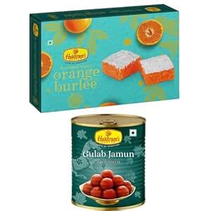 Haldiram's Orange Burfi 500gm and Gulab Jamun 1kg Indian Sweets Combo ...