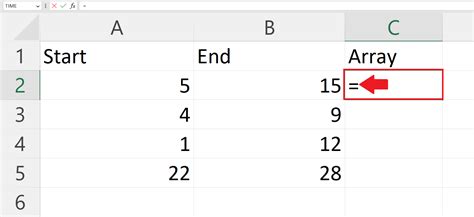 Array in Excel Spreadsheet 的图像结果