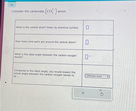 Solved Consider the carbonate (CO32-) ﻿anion.table[[What is | Chegg.com