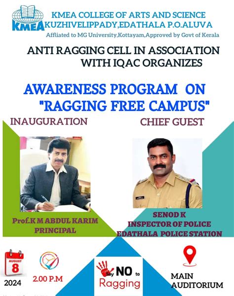 Awareness programme on ragging free campus on 8-8-2024 - KMEA College ...