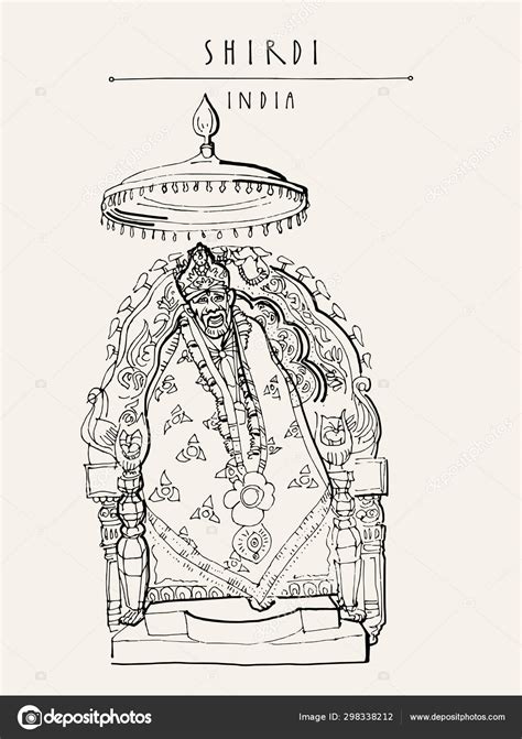 Image vectorielle Shirdi, Maharashtra, Inde. Temple Sai Baba. Croquis ...