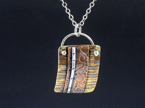 Mixed Metal Necklace,copper Brass Silver, Mixed Metals, Sterling Silver ...