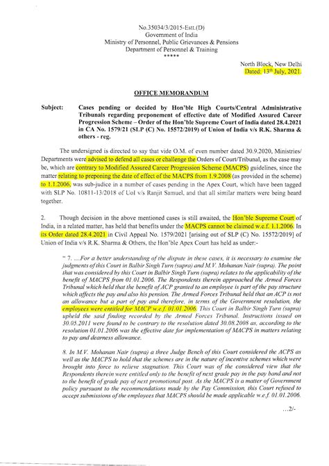 Cases pending or decided by Hon'ble High Courts/Central Administrative ...