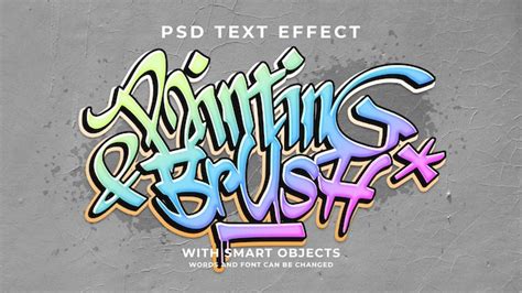 Painting brush street art graffiti urban texture psd editable text ...