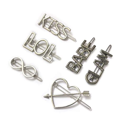 Ayesha Set Of Six Statement Metallic Black & Silver-Toned Hairclips ...