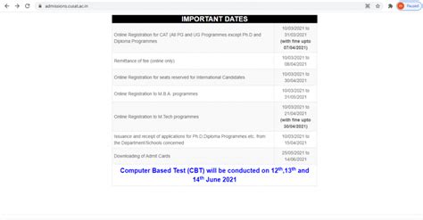 CUSAT CAT 2021: Great application process has begun
