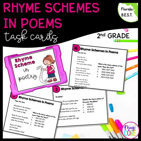 Rhyme Schemes in Poems Task Cards - 2nd Grade | MagiCore