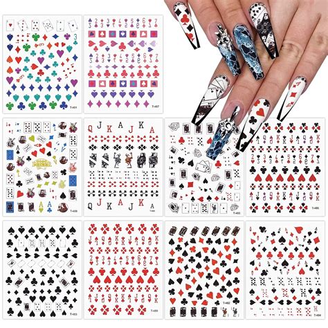 EBANKU 10 Sheets Poker Nail Art Stickers Decals, | Ubuy India