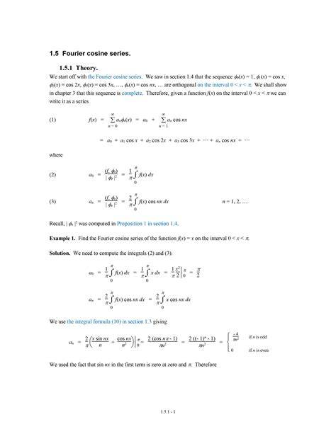 [搬运]Fourier Series and Boundary Value Problems 第一章1.5 Fourier cosine ...