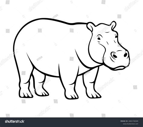 Hippopotamus Vector Illustration Hippo Drawing Animal Stock Vector ...