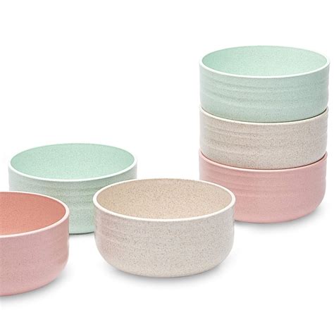 Buy Yulia Basanti 6 Wheat Straw Bowls Set 13oz - Small Bowl Strong and ...