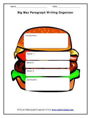 Big Mac Paragraph Writing Organizer - Teach-nologycom - Fill and Sign ...