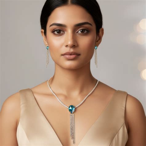 PRAO Necklace Anti-Tarnish Rhinestone Set With Earrings