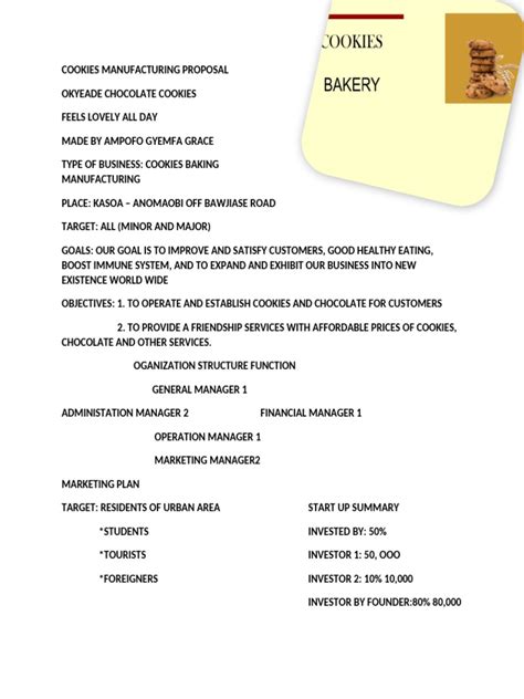 Objectives Snack Business Proposal Example 的图像结果