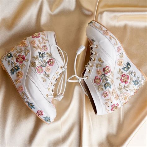 Royal Customizable Embroidered Sneaker Wedges | Tiesta – Tiesta Store