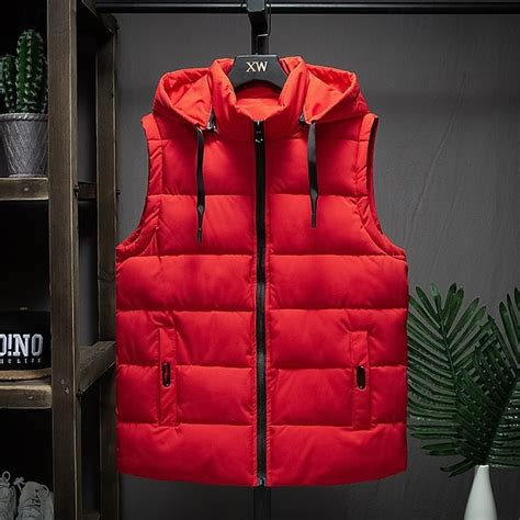 Men's Puffer Vest Hoodie Vest Padded Gilet Quilted Vest Daily Date ...