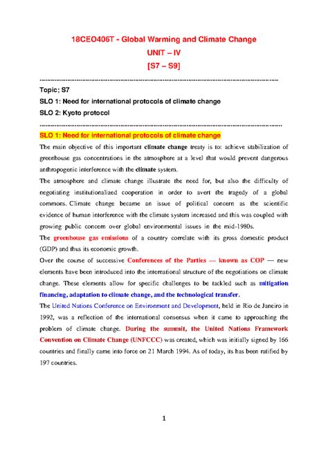 Unit4D - 4TH UNIT - 18CEO406T - Global Warming and Climate Change UNIT ...