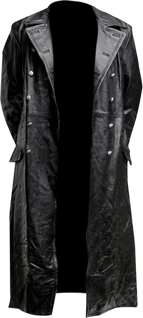 Skyseller German WW2 Black Leather Officer Trench Coat India | Ubuy