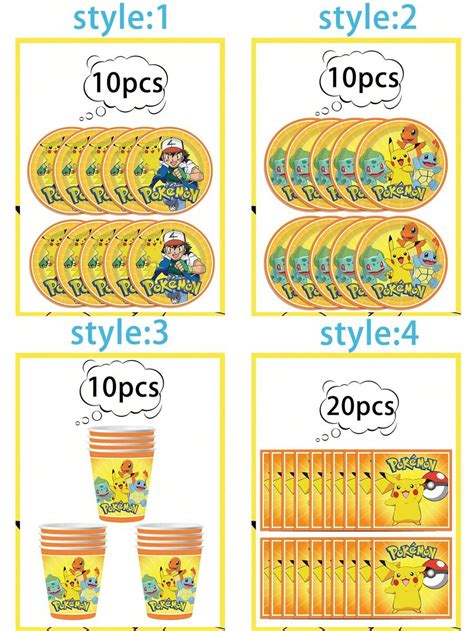 pokemon Yellow Pokemon Pikachu Birthday Decorative Tableware - Pokemon ...