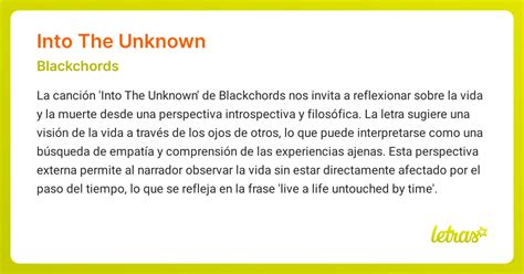 Significado de la canción INTO THE UNKNOWN (Blackchords) - LETRAS.COM