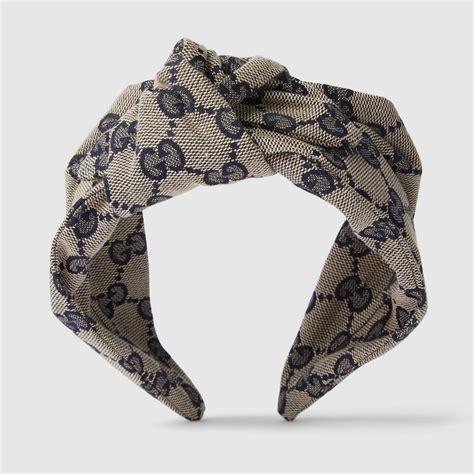 Children's GG canvas headband in beige and blue | GUCCI® US