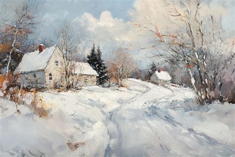 Snow Scene Painting Free Stock Photo - Public Domain Pictures