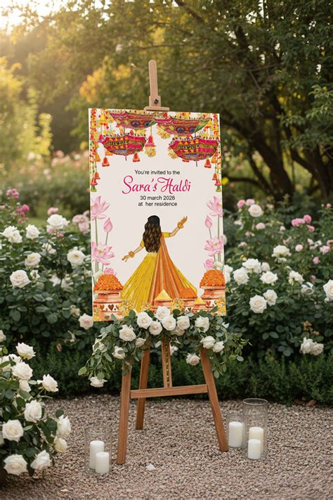 Haldi Ceremony Sign Board PSD Templates – 9 Unique Designs Combo Pack