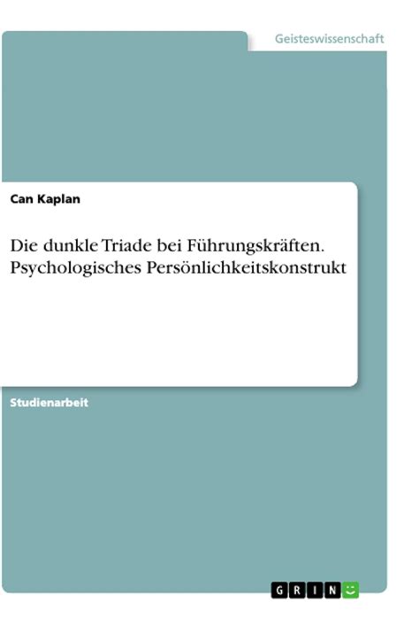 Buy Die dunkle Triade bei Führungskräften. Psychologisches ...