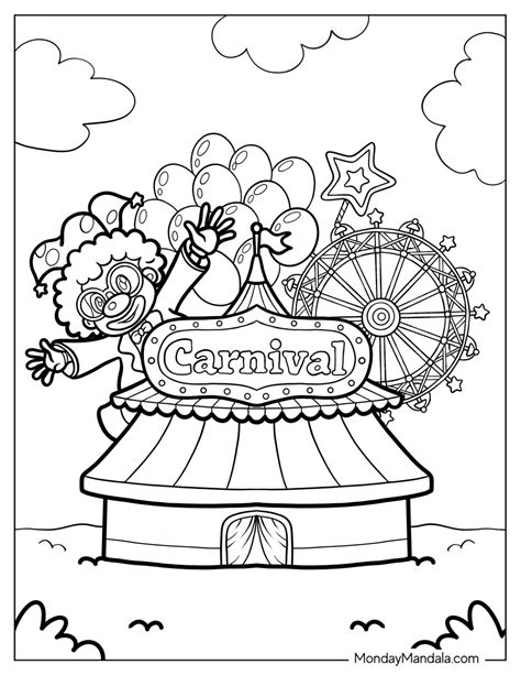 Clown Party Circus Coloring Pages