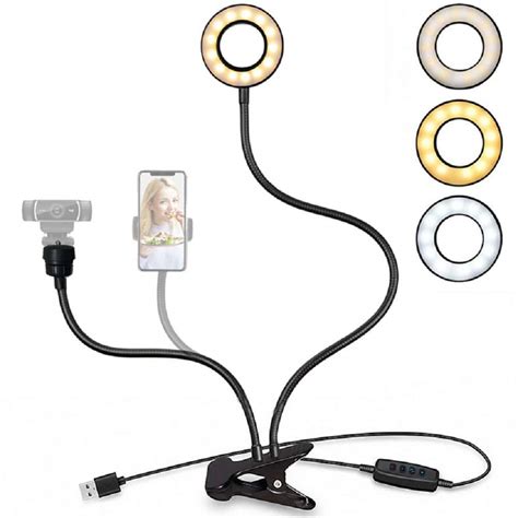 Webcam Light Stand for Live Stream,Upgrade Selfie Ring Light with ...
