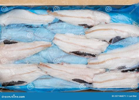 Frozen Fish Fillets in Packaging in a Fish Warehouse or in a ...