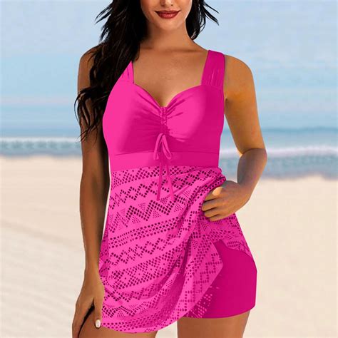 Frostluinai Women's Tankini Swimsuits Tie V Neck Swimdress Shorts ...