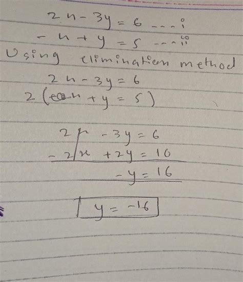 2x-3y=6- x + y=5 find value of x and y in physics method - Brainly.in