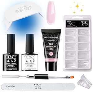 THR3E STROKES Polygel Nail Extension Kit With UV Art Set, Top and Base ...