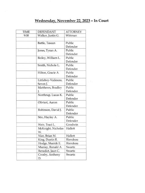 Jefferson County Court Calendar Nov. 22, 2023 | PDF