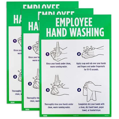 Employee Hand Washing Decal, 3 Signs - Public Restroom or Kitchen Sink ...