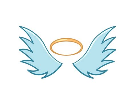 Flying angel wings flat with golden halo Vector Image