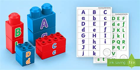Upper and Lower Case Letters Matching Connecting Bricks Game