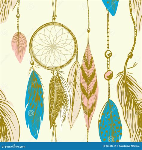 Seamless Dream Catchers Pattern Stock Vector - Illustration of aztec ...