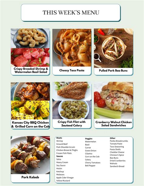 Weekly Food Menu 的图像结果