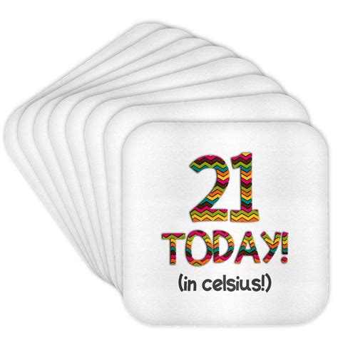 3dRose, 21 Today... in celsius - Funny 70th Birthday 21C is 70 in fahrenheit, Set of 8 Coasters ...