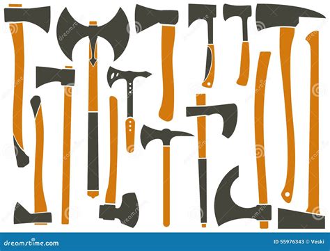 Different types of axes. stock vector. Illustration of tools - 55976343