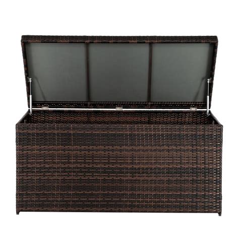 Buy Zimtown 132-Gallon Outdoor Deck Storage Box Resin Rattan Brown ...