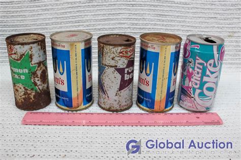 (5) Vintage Soda Cans
