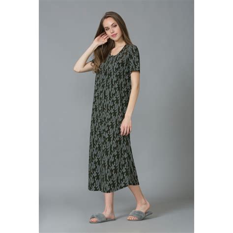 Buy Van Heusen Women Round Neck & Relaxed Fit Lounge Night Gown - Grey ...