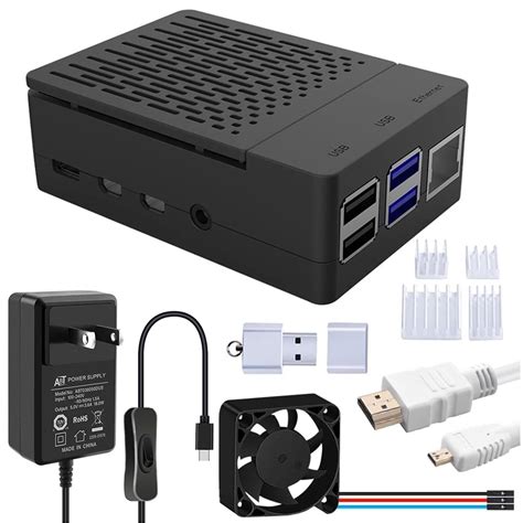 GeeekPi Raspberry Pi 4 Case with PWM Fan, 18W 5V 3.6A USB-C Raspberry ...