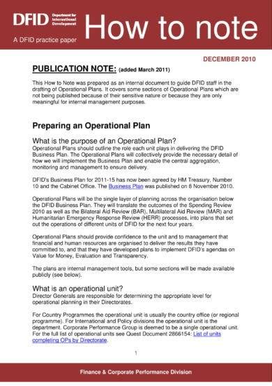 Image result for Operating Plan Example